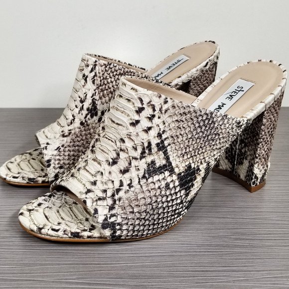 Steve Madden Esmeralda Slide Sandal, Natural Snake Print, Womens Size 8.5 / 39.5 - Picture 1 of 11